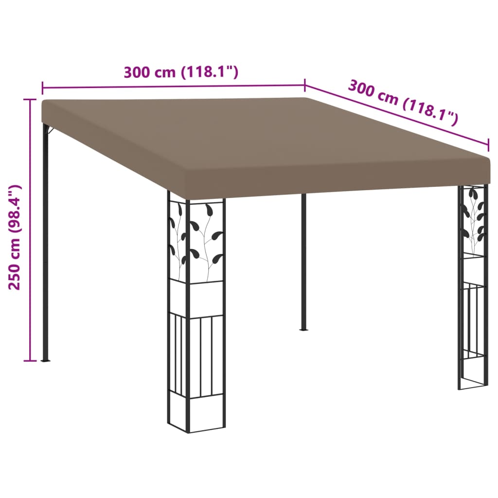 vidaXL Wall-mounted Gazebo 3x3x2.5 m Taupe - 3 x 3 x 2.5 m