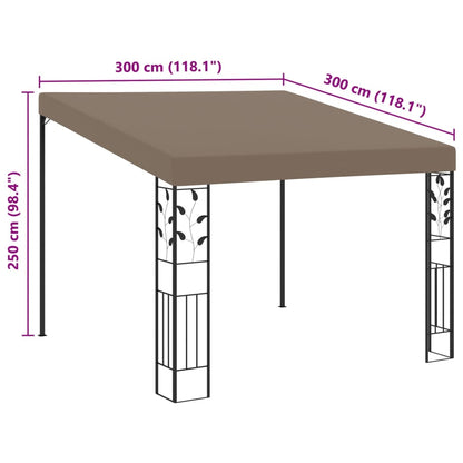 vidaXL Wall-mounted Gazebo 3x3x2.5 m Taupe - 3 x 3 x 2.5 m