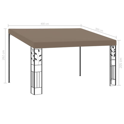 vidaXL Wall-mounted Gazebo 4x3x2.5 m Taupe - 4 x 3 x 2.5 m