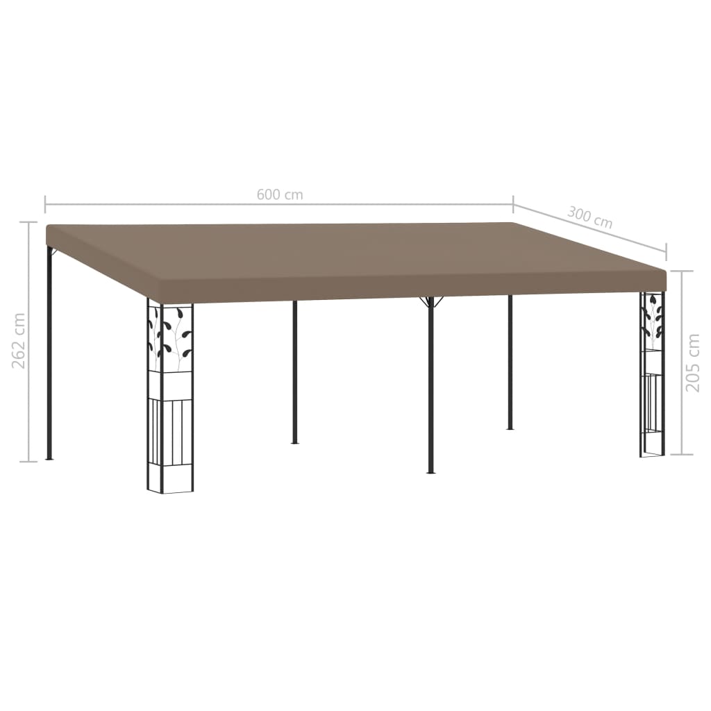 vidaXL Wall-mounted Gazebo 6x3x2.5 m Taupe - 6 x 3 x 2.5 m