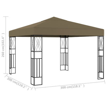 vidaXL Gazebo | Taupe | Polyester fabric and steel | 3x3 metres | Durable - 3 x 3 m