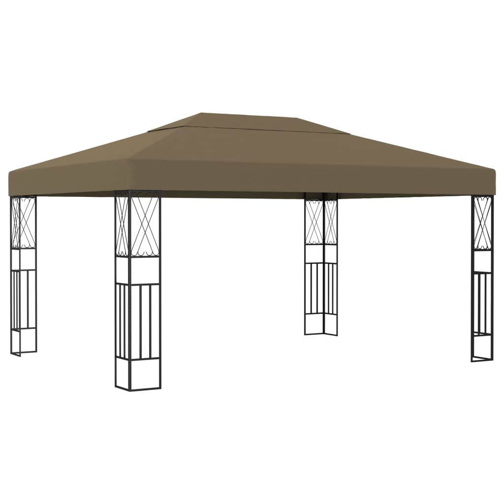 vidaXL Gazebo | Taupe | Fabric (100% polyester), steel | Large - 3 x 4 m