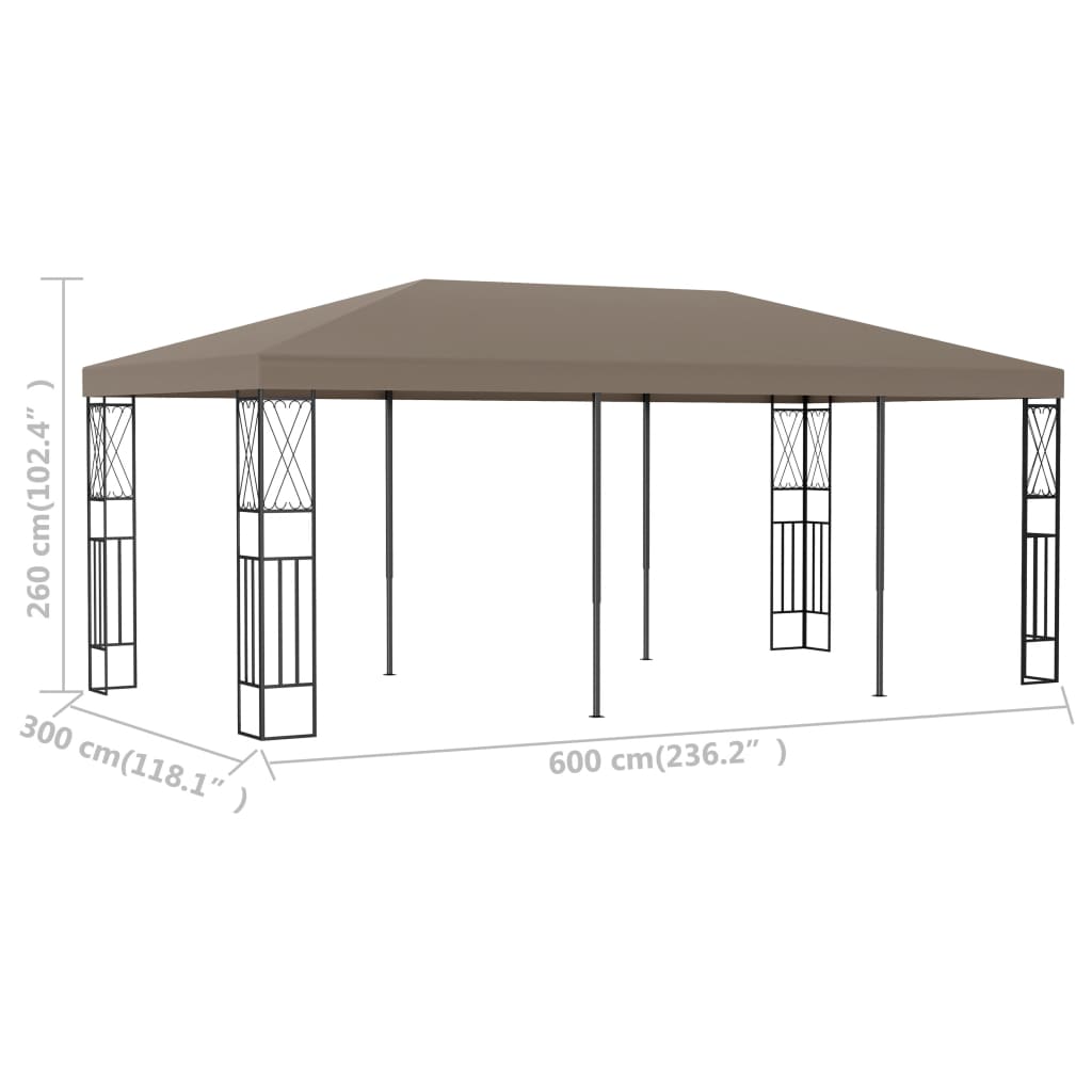 vidaXL Gazebo | Taupe | Fabric (100% polyester), steel | 6x3 m | Durable