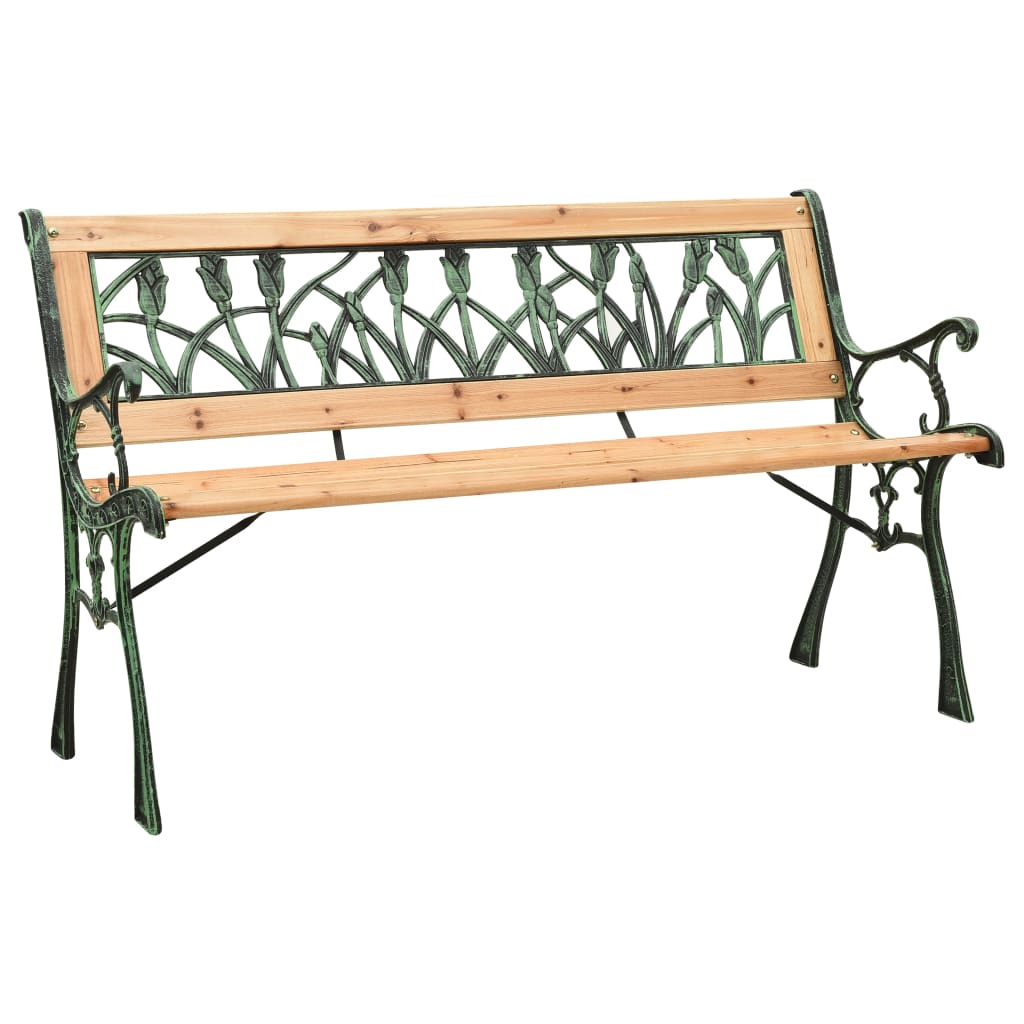 vidaXL Garden Bench 122 cm Cast Iron and Solid Firwood - Brown