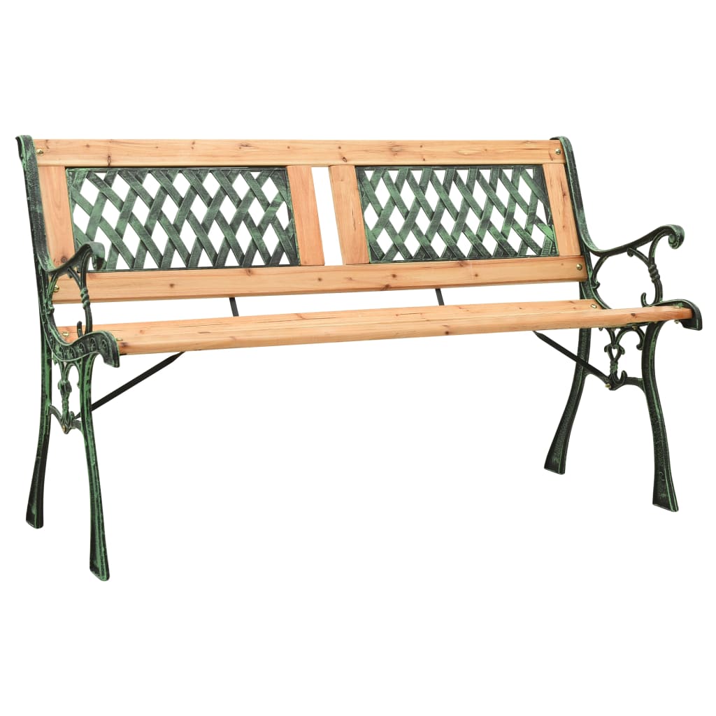 vidaXL Garden Bench 122 cm Cast Iron and Solid Firwood - Green
