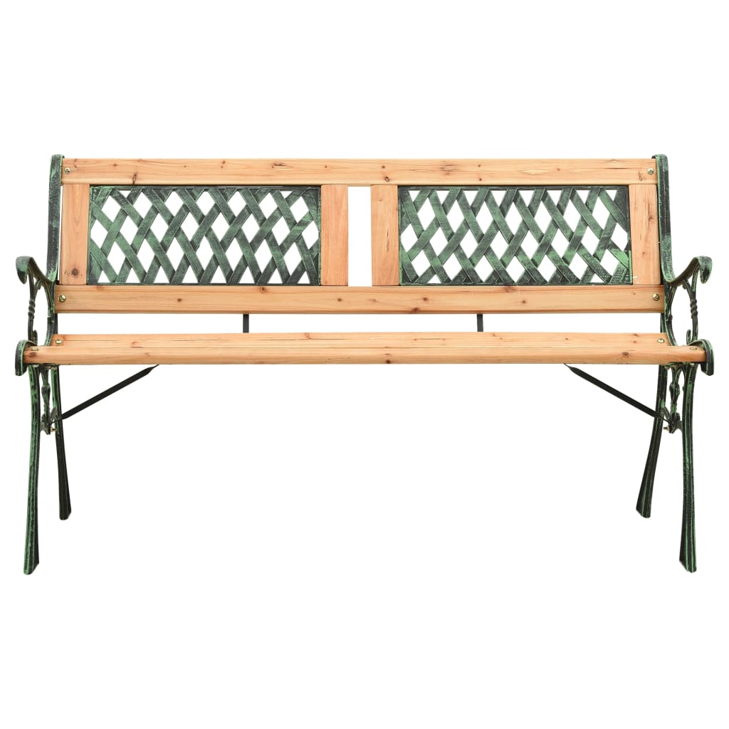 vidaXL Garden Bench 122 cm Cast Iron and Solid Firwood - Green