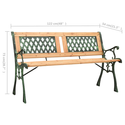 vidaXL Garden Bench 122 cm Cast Iron and Solid Firwood - Green