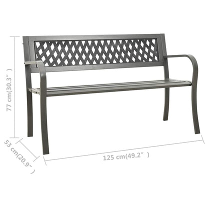 vidaXL Garden Bench 125 cm Steel Grey - 30348