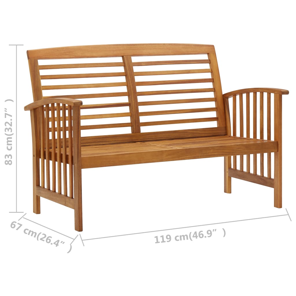 vidaXL Garden Bench | Natural Wood | Solid Acacia Wood | Medium | Durable - Brown