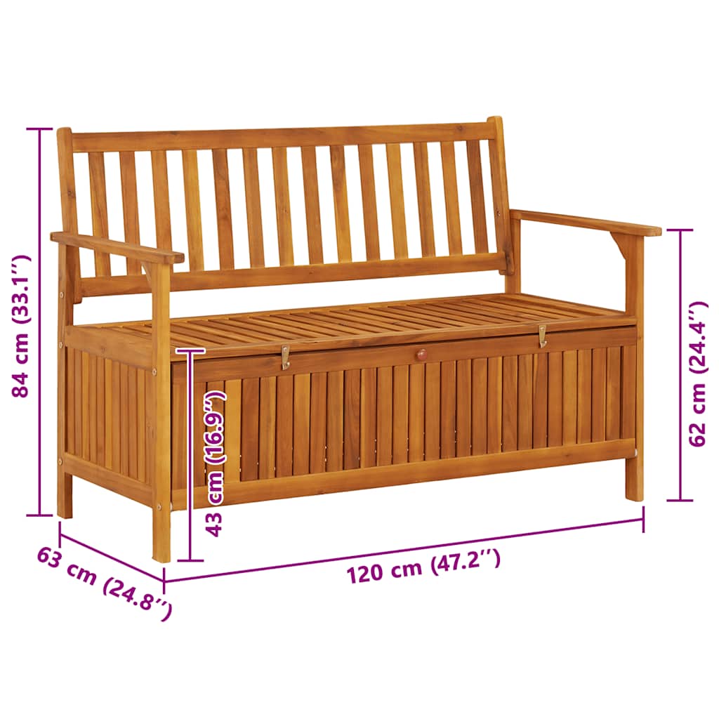 vidaXL Storage Bench | Natural wood | Solid acacia wood | Medium | Storage Bench - Brown - 120 x 63 x 84 cm