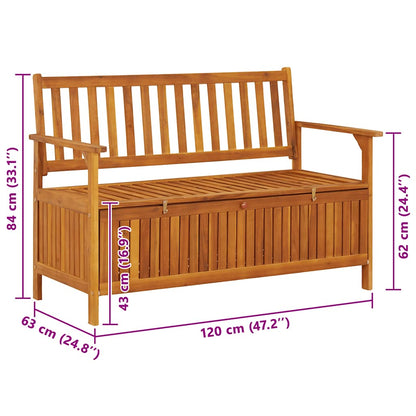 vidaXL Storage Bench | Natural wood | Solid acacia wood | Medium | Storage Bench - Brown - 120 x 63 x 84 cm