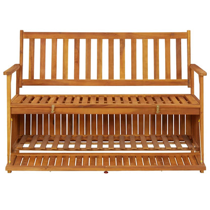 vidaXL Storage Bench | Natural wood | Solid acacia wood | Medium | Storage Bench - Brown - 120 x 63 x 84 cm