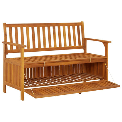 vidaXL Storage Bench | Natural wood | Solid acacia wood | Medium | Storage Bench - Brown - 120 x 63 x 84 cm