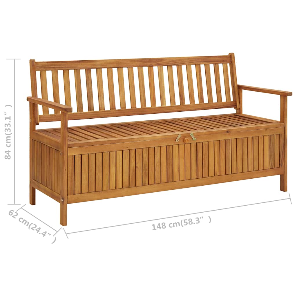 vidaXL Storage Bench | Natural wood | Solid Acacia Wood | Medium | Storage Bench - Brown - 148 cm