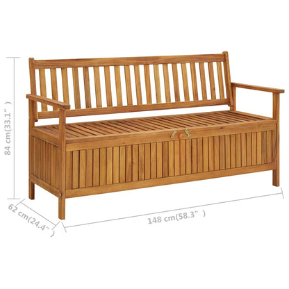 vidaXL Storage Bench | Natural wood | Solid Acacia Wood | Medium | Storage Bench - Brown - 148 cm