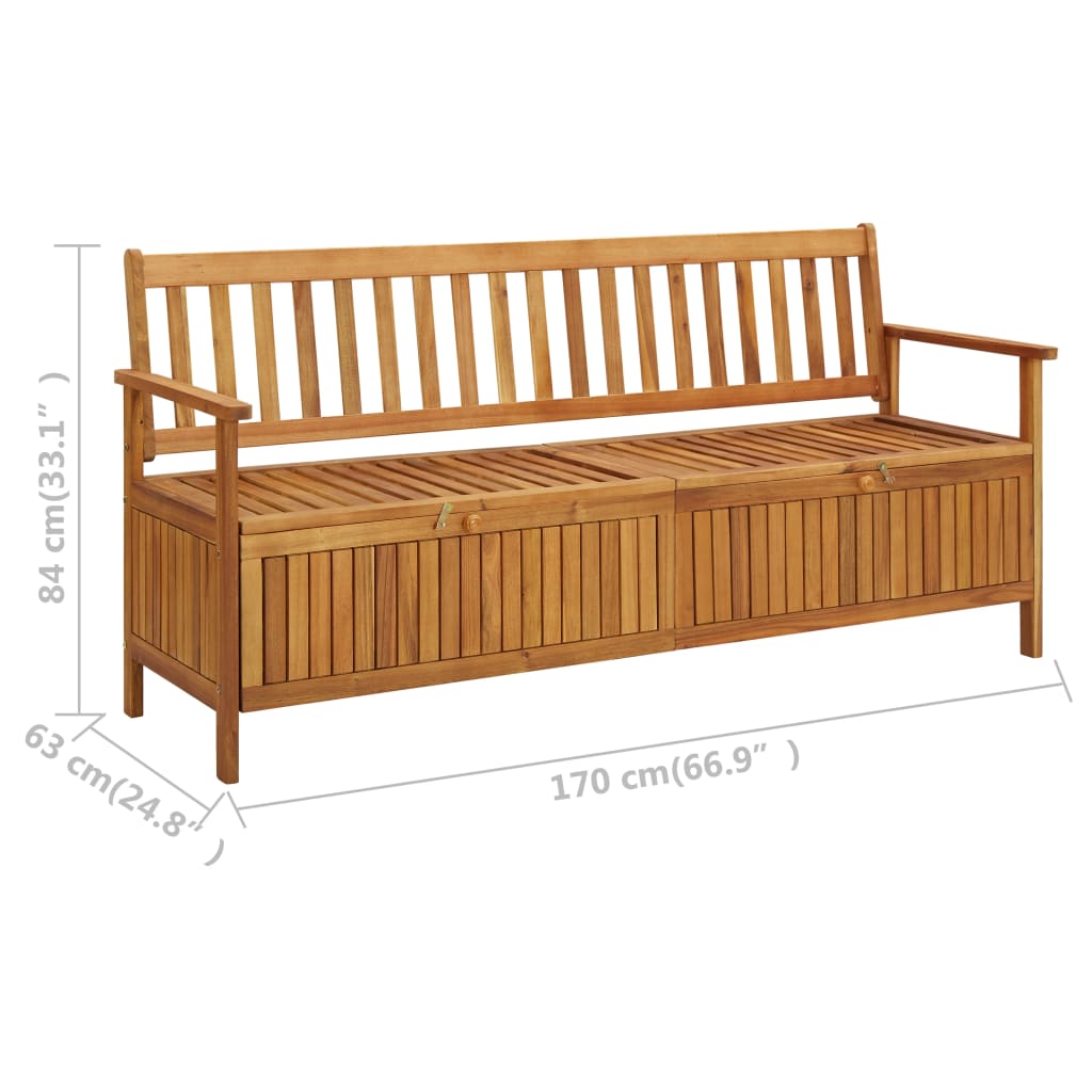 vidaXL Storage Bench | Natural Wood | Solid Acacia Wood | Large | Storage Bench - Brown - 170 cm