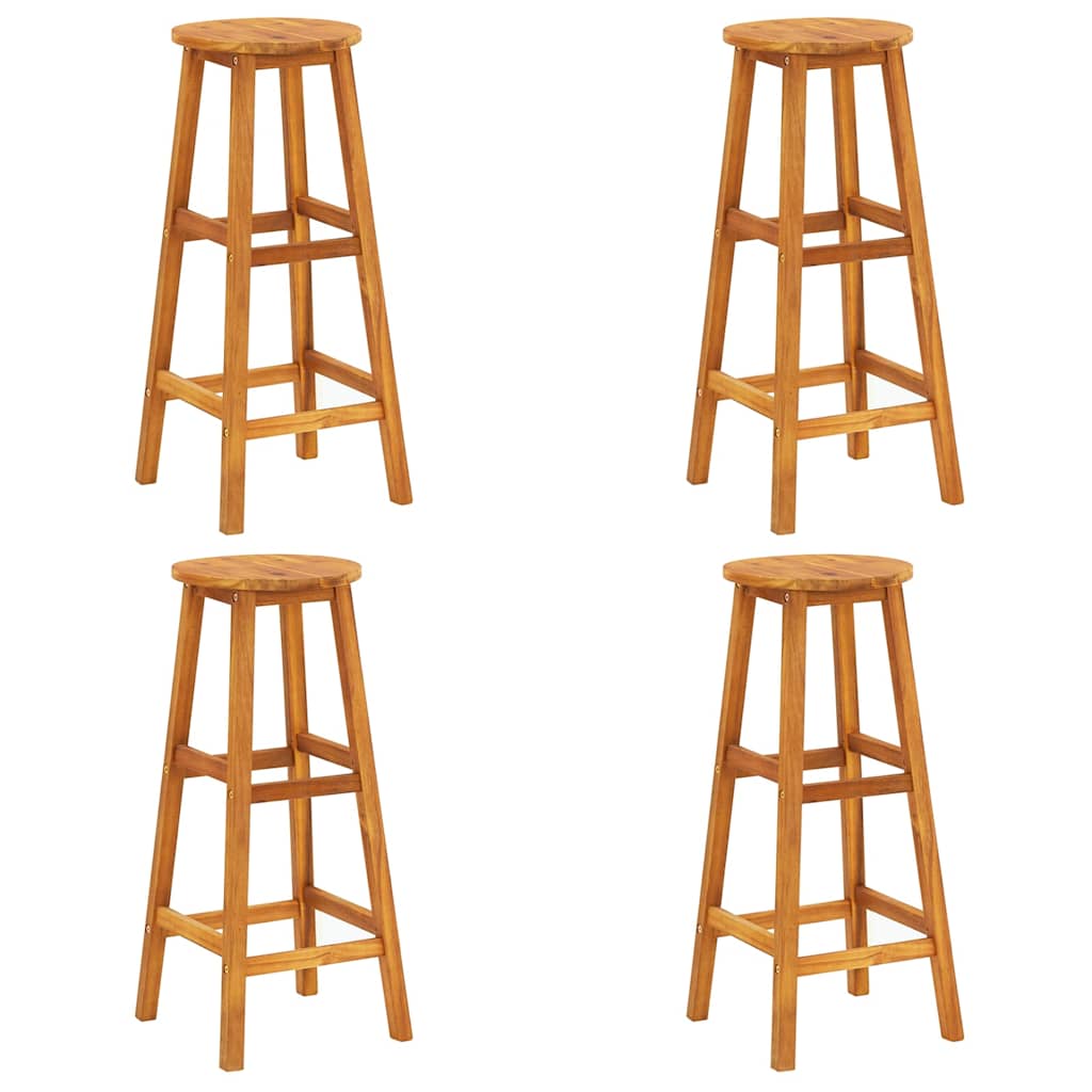 vidaXL Bar Stools 4 pcs Solid Acacia Wood - Brown - 34 x 34 x 76 cm