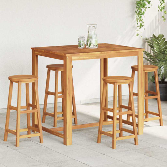 vidaXL Bar Stools 4 pcs Solid Acacia Wood - Brown - 34 x 34 x 76 cm