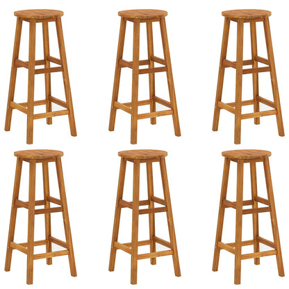 vidaXL Bar Stools 6 pcs Solid Acacia Wood - Brown - 34 x 34 x 76 cm