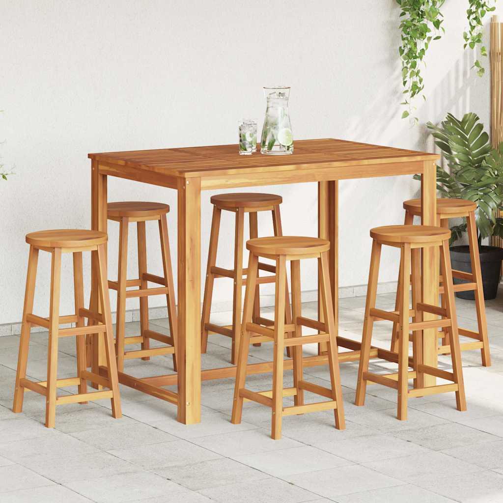 vidaXL Bar Stools 6 pcs Solid Acacia Wood - Brown - 34 x 34 x 76 cm
