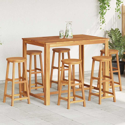 vidaXL Bar Stools 6 pcs Solid Acacia Wood - Brown - 34 x 34 x 76 cm