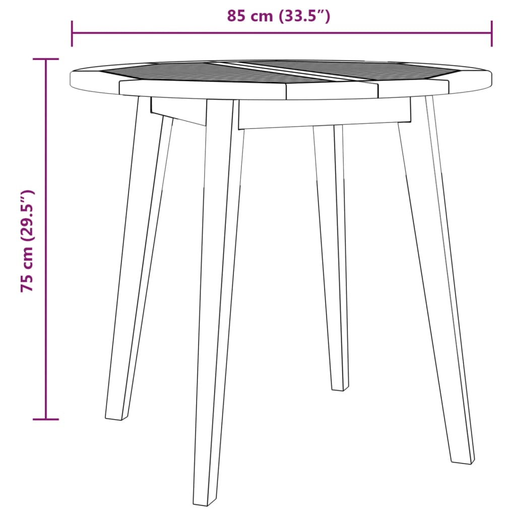 vidaXL Garden Table Ø85x75 cm Solid Wood Acacia - Brown