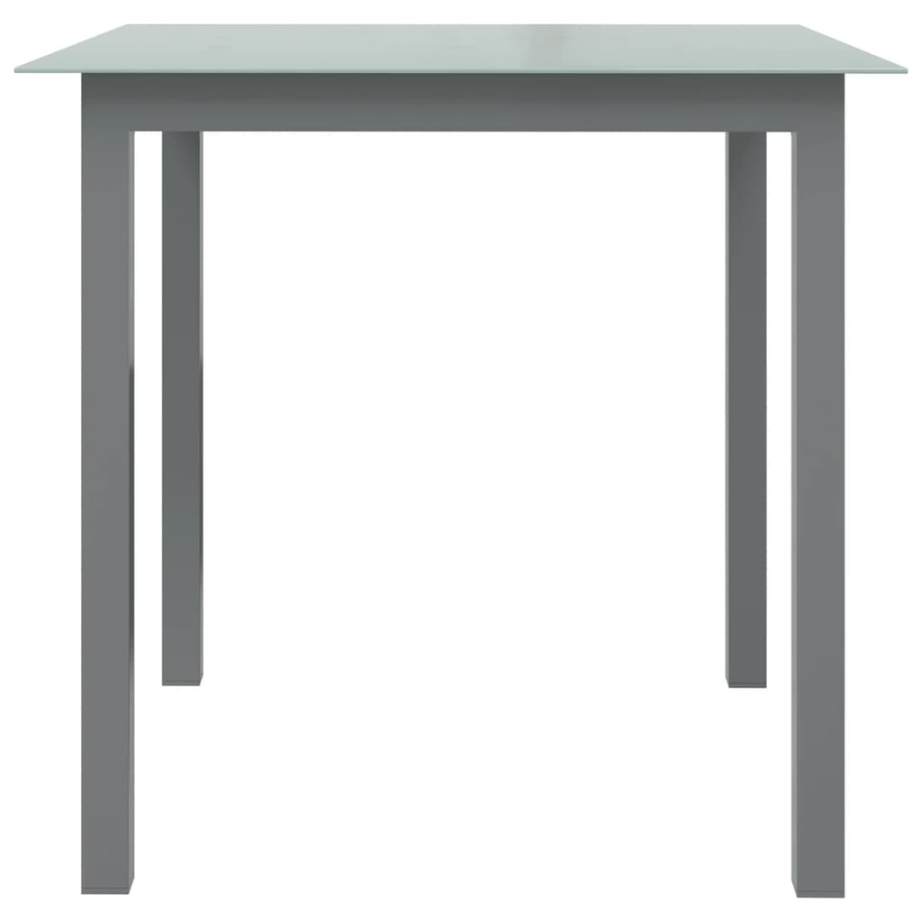 vidaXL Garden Table Light Grey 80x80x74 cm Aluminium and Glass