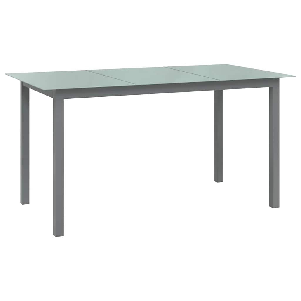 vidaXL Garden Table Light Grey 150x90x74 cm Aluminium and Glass