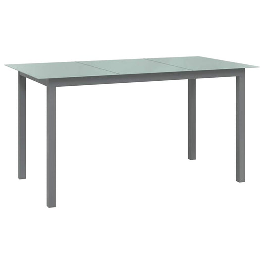 vidaXL Garden Table Light Grey 150x90x74 cm Aluminium and Glass