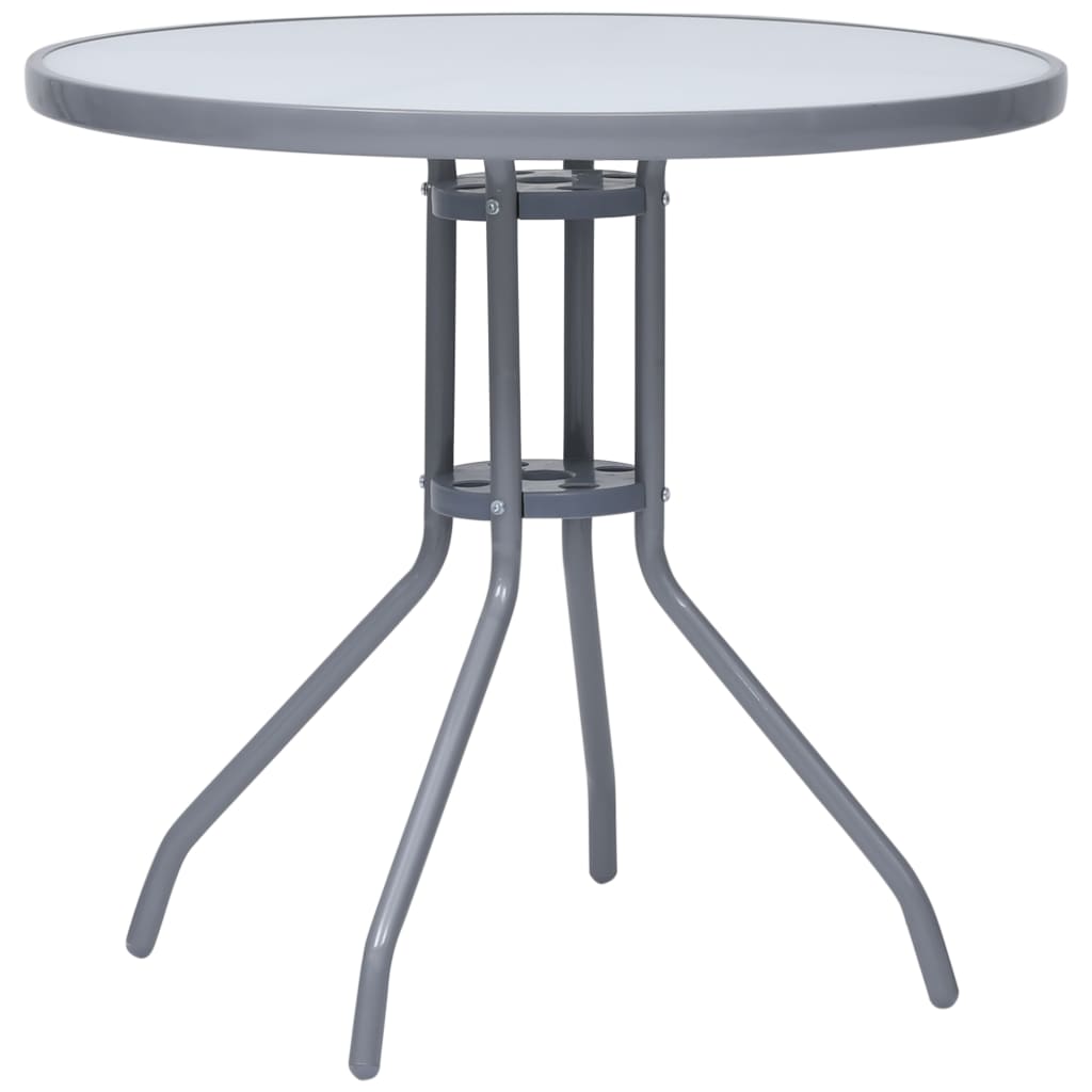 vidaXL Garden Table Light Grey 80 cm Steel and Glass - 80 x 72 cm