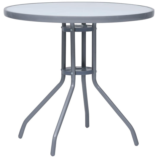 vidaXL Garden Table Light Grey 80 cm Steel and Glass - 80 x 72 cm