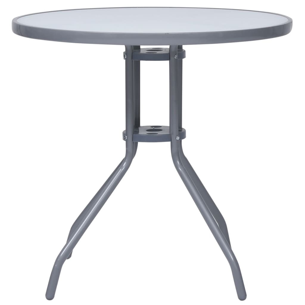vidaXL Garden Table Light Grey 80 cm Steel and Glass - 80 x 72 cm