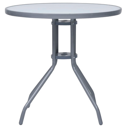 vidaXL Garden Table Light Grey 80 cm Steel and Glass - 80 x 72 cm