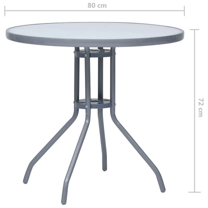 vidaXL Garden Table Light Grey 80 cm Steel and Glass - 80 x 72 cm