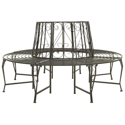 vidaXL Garden Tree Bench 160 cm Steel - Grey - Ø 160 x 89 cm