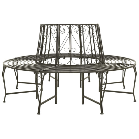 vidaXL Garden Tree Bench 160 cm Steel - Grey - Ø 160 x 89 cm