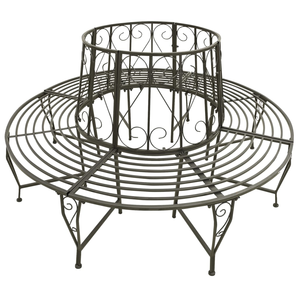 vidaXL Garden Tree Bench 160 cm Steel - Grey - Ø 160 x 89 cm