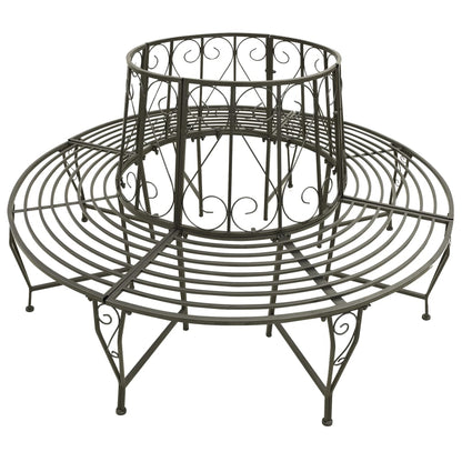 vidaXL Garden Tree Bench 160 cm Steel - Grey - Ø 160 x 89 cm