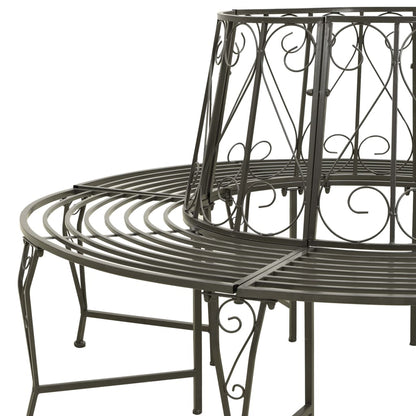 vidaXL Garden Tree Bench 160 cm Steel - Grey - Ø 160 x 89 cm