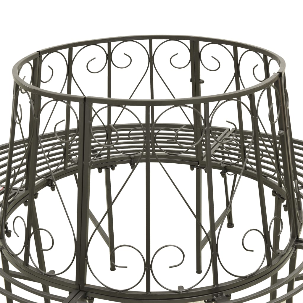 vidaXL Garden Tree Bench 160 cm Steel - Grey - Ø 160 x 89 cm