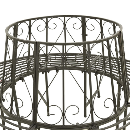 vidaXL Garden Tree Bench 160 cm Steel - Grey - Ø 160 x 89 cm