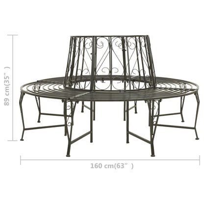 vidaXL Garden Tree Bench 160 cm Steel - Grey - Ø 160 x 89 cm