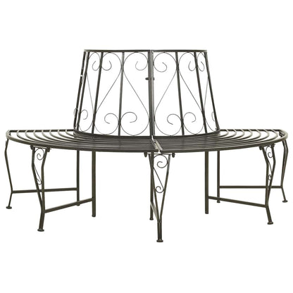 vidaXL Garden Half Round Tree Bench 160 cm Steel - Grey - Ø 160 x 89 cm