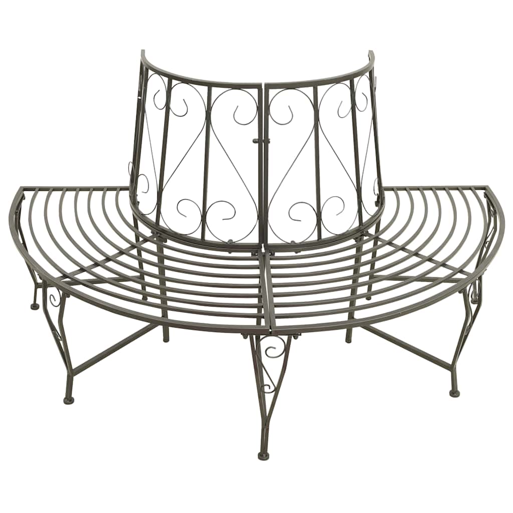 vidaXL Garden Half Round Tree Bench 160 cm Steel - Grey - Ø 160 x 89 cm