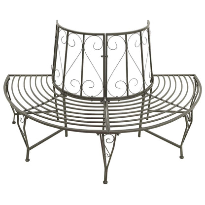 vidaXL Garden Half Round Tree Bench 160 cm Steel - Grey - Ø 160 x 89 cm