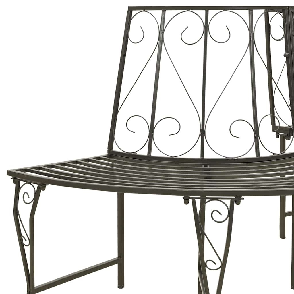 vidaXL Garden Half Round Tree Bench 160 cm Steel - Grey - Ø 160 x 89 cm