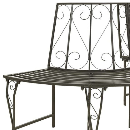 vidaXL Garden Half Round Tree Bench 160 cm Steel - Grey - Ø 160 x 89 cm