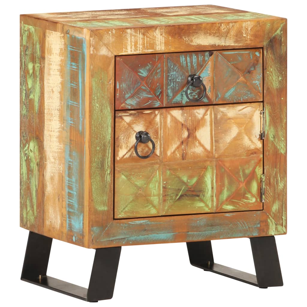 vidaXL Bedside Cabinet 40x30x50 cm Solid Reclaimed Wood - Multicolour