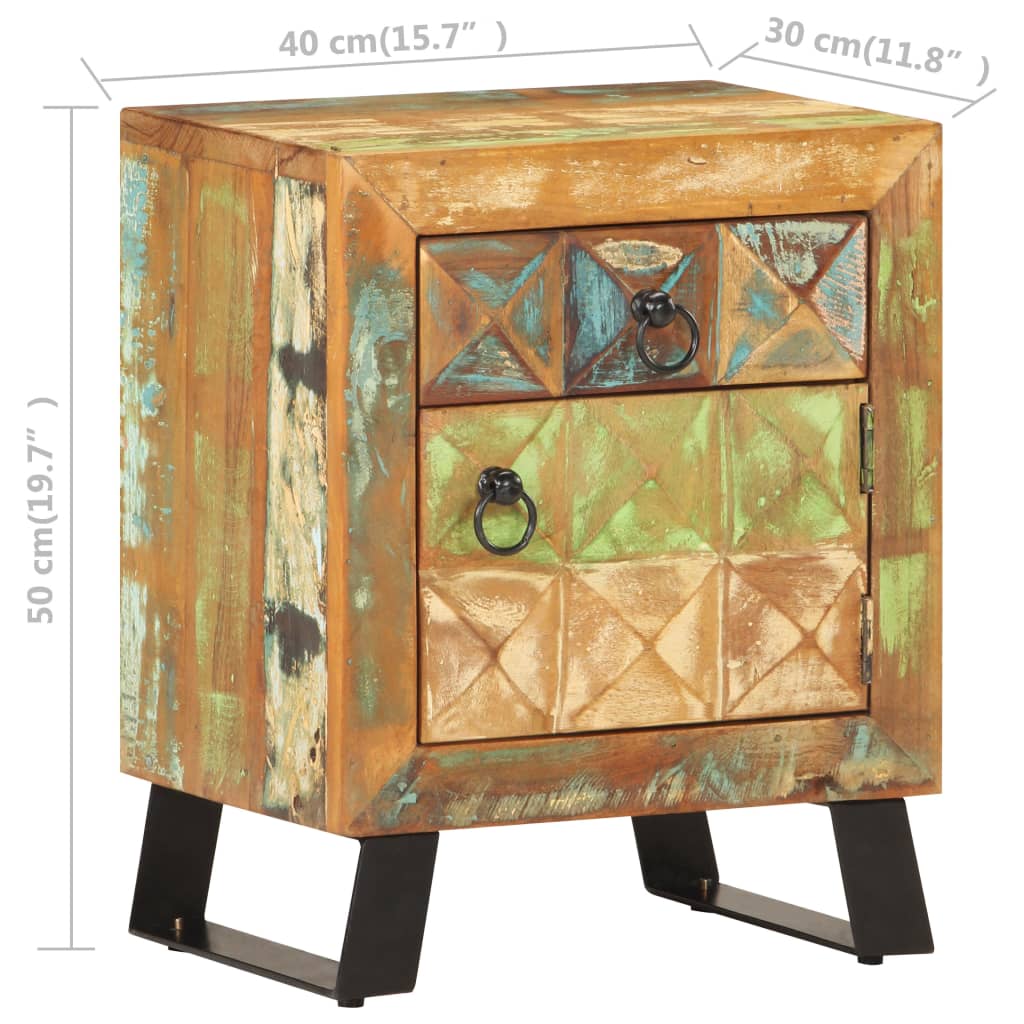 vidaXL Bedside Cabinet 40x30x50 cm Solid Reclaimed Wood - Multicolour