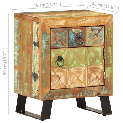 vidaXL Bedside Cabinet 40x30x50 cm Solid Reclaimed Wood - Multicolour